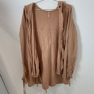 Free People tan oversized adjustable sweatshirt